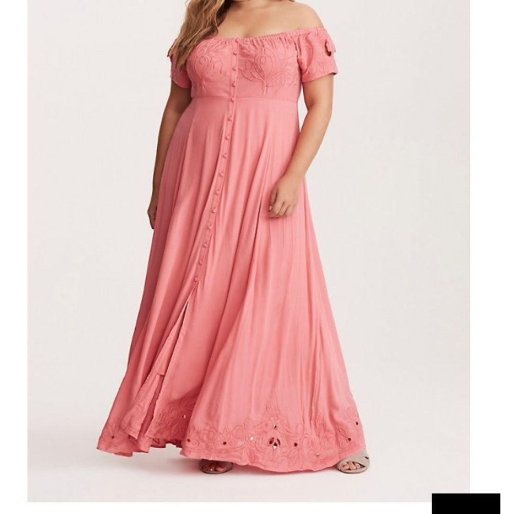 Torrid. Off shoulder. Size 2. Maxi. Pink/coral.